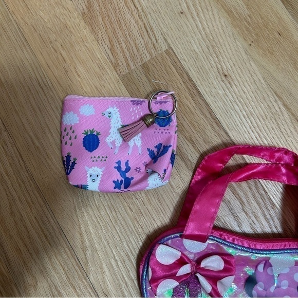 Minnie Mouse Small Kids Purse & Llama Coin Pouch Disney Pink - Picture 3 of 5